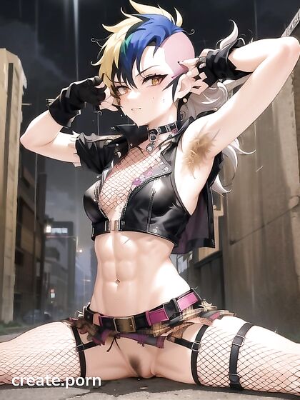 Sensual Multicolored Hairstyle and Armpit Hair in Erotic Hentai Action