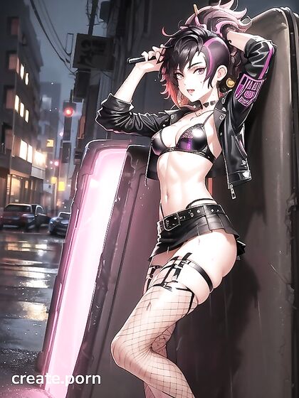 Fit Girl 18+ Exploring Her Pubic Hair in Urban hentai Scenes