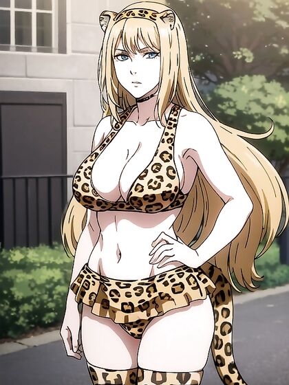 Cheerleader in Black Thigh-Highs and Leopard Print Outfit Seduces in Hentai'action