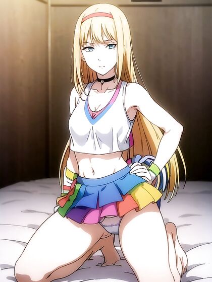 Cheerful Rainbow Cheerleader Outfit Twists into Seductive Hentai Action