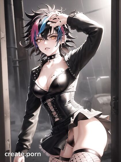 Multicolored Punk Chick with Hairy Armpits Gets Wild in Hentai Action