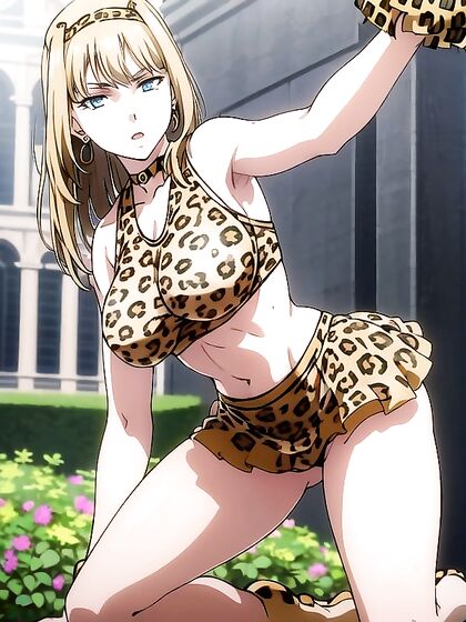 Cheerleader in Leopard Print Outfit Gets Wild in hentai Action