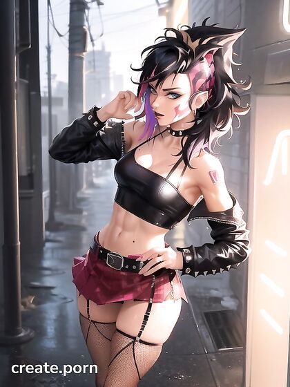 Choker and Bushy Beauty Striking Sexy Poses in HentaiPornia