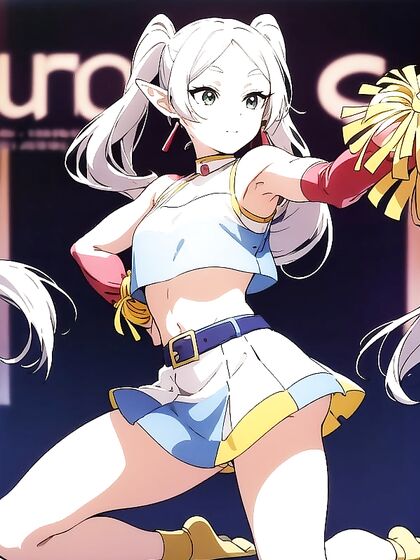 Cheerful Rainbow Cheerleader Outfit in Steamy Hentai Action