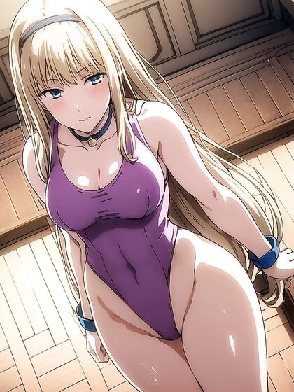Rainbow Leotard Femme Flexes Her Curves in Seductive Hentai AI Image