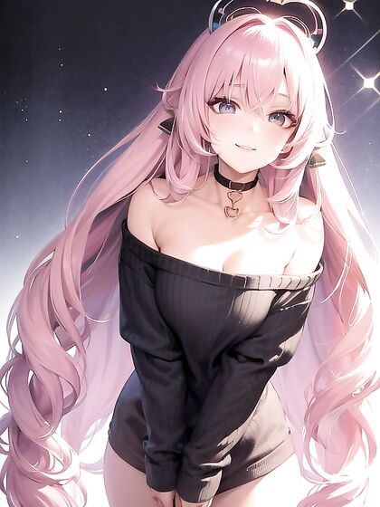 Cute Anime Girl 18+ in Oversized Sweater with Sparkling Eyes Enjoying hentai Pleasures