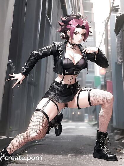 Spiky-Haired Chick with Pubes Stares Intensely at You in steamy Hentai Action