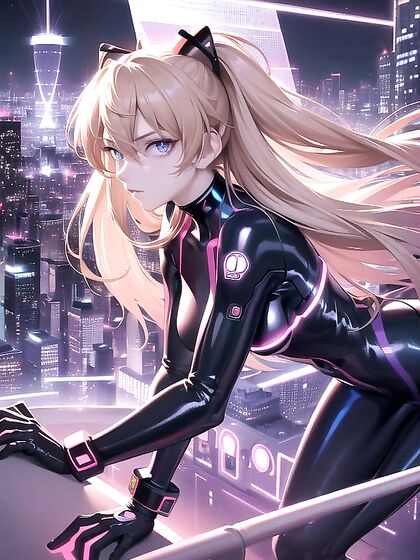 Futuristic Cityscape Comes Alive with Dynamic Poses and Neon Lights Hentai AI Image