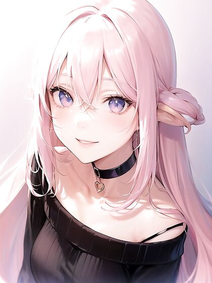 Glossy-Lipped Anime Beauty Smiles Seductively Against Pastel-Colored Background