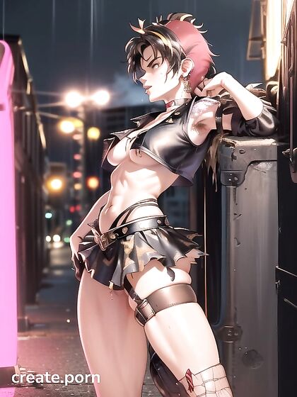 Spiky-Haired Punk Chick Choked Wildly in Hardcore Hentai Action