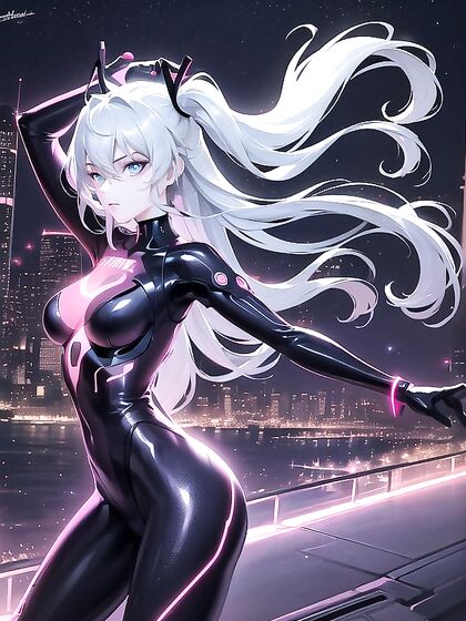Futuristic Cityscape Comes Alive With Neon Lights and Dynamic Pose Hentai Action