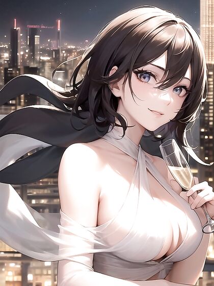 Captivated by Her Seductive Smile and Alluring Eyes in a Silky Shawl Hentai Scene