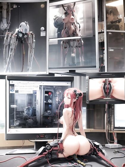 Thick Cables and Metal Tentacles Dominate Her in Futuristic Hentai Action