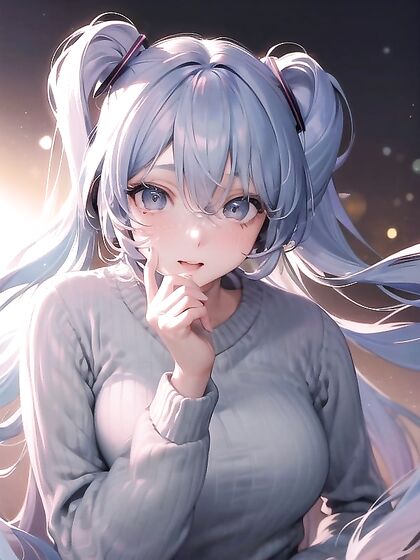 Wavy Ombre Haired Girl 18+ in Oversized Vintage Sweater for Intense Hentai Pleasure