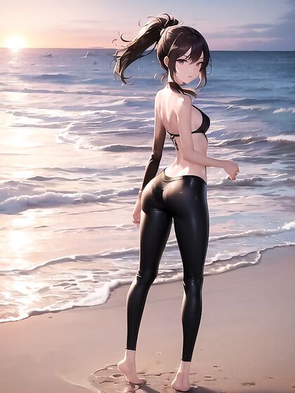 Back View No Top in Clingy Leggings for Steamy Hentai AI Image