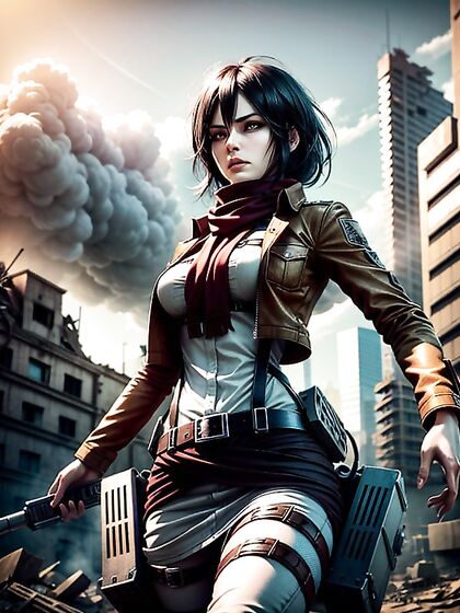 Mikasa Ackerman Flies Through Air with D Maneuver Gear in Intense Hentai Action