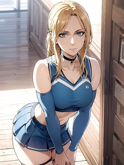 Cheerleader in Blue Uniform Gets Wild in Hentai Action