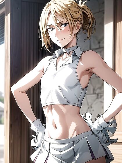 Cheerleader in White Uniform Takes on Intense Hentai Action
