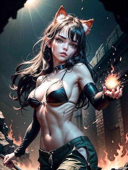 Red-Haired Elf with Glowing Cat Ears Seduces in Steamy Hentai Action