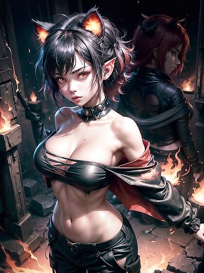 Glowing Red Elf Ears Ignite Passion in Flame-Covered Hentai Scenes