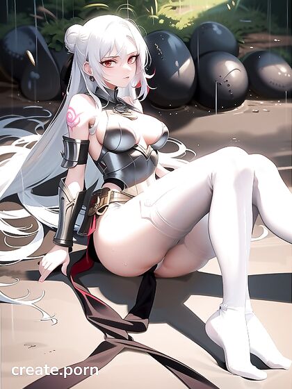 Slender Thighs and Legs in White Stockings for Seductive Hentai Pleasure