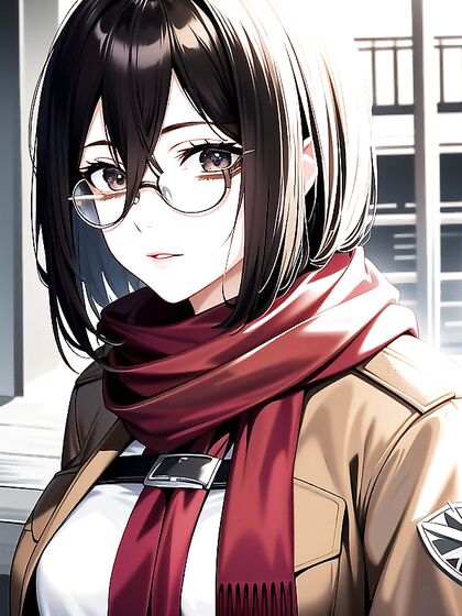 Vintage Military Glasses Top Her Head, Loose Survey Corps Jacket Adds Classic Charm Hentai