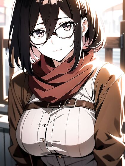 Mikasa Ackerman's Textured Ombre Bob Shimmers Under Soft Ambience in Hentai Intimacy