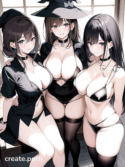 Kneeling with Spread Legs and Exposed Breasts in naughty Hentai Porn