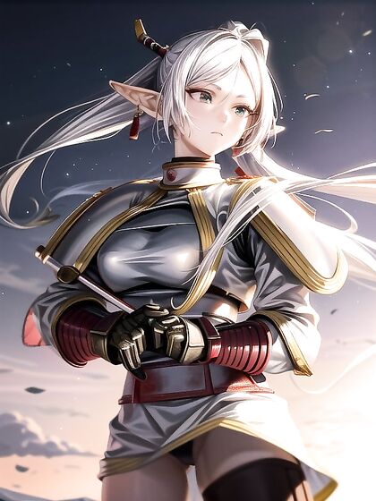 Determined Fighter Strikes a Bold Pose with Lens Flare in Hot Hentai Action