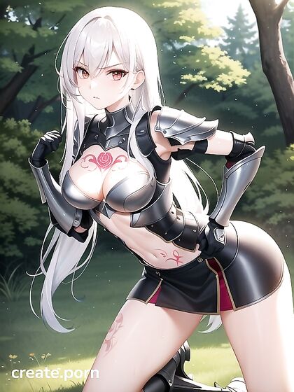 Sword-Wielding Warrior in Chest Armor Unleashes Passionate Hentai Pleasure
