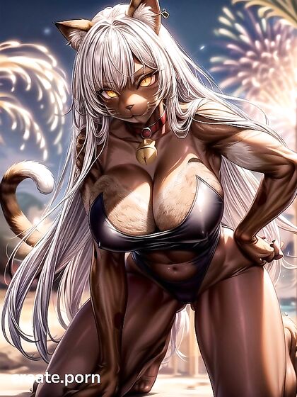 Detailed Brown Furry Skin with White Spots in Seductive Hentai Action