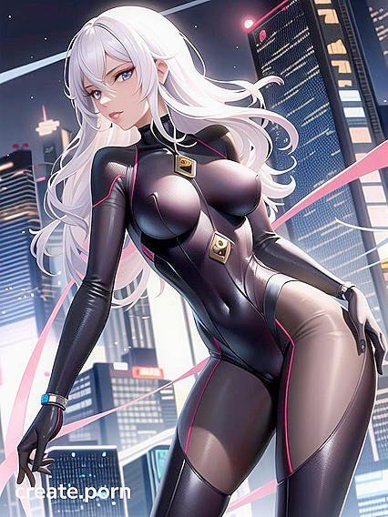 Dark-Skinned Beauty Navigates Cyberpunk City in Ultra-Realistic Hentai Action