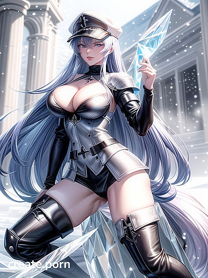 Sexy Cleavage in Icy Armor: A Snowy Hentai Fantasy