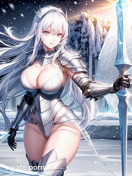 Naked in the Snow, Wielding an Ice Spear for Erotic hentai Pleasure
