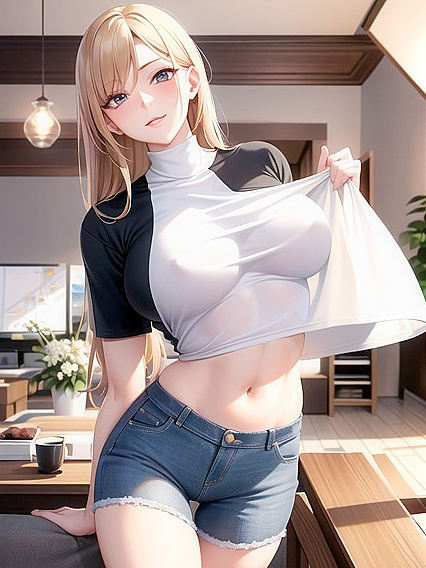Pretty Fit Girl 18+ Shows Off Loose Shirt in Seductive Hentai Scene