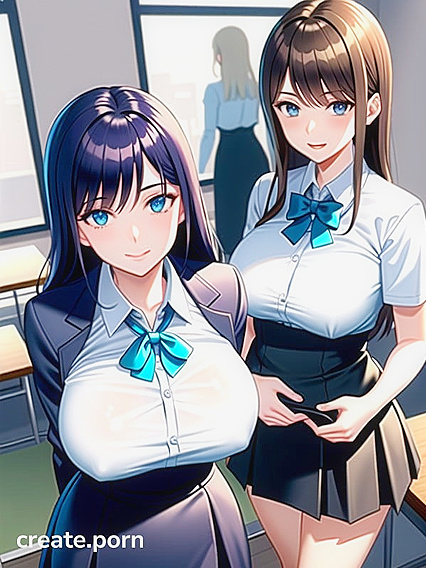 Lesbian SchoolGirl 18+s in Uniform Share Intimate Moments in the Classroom Hentai