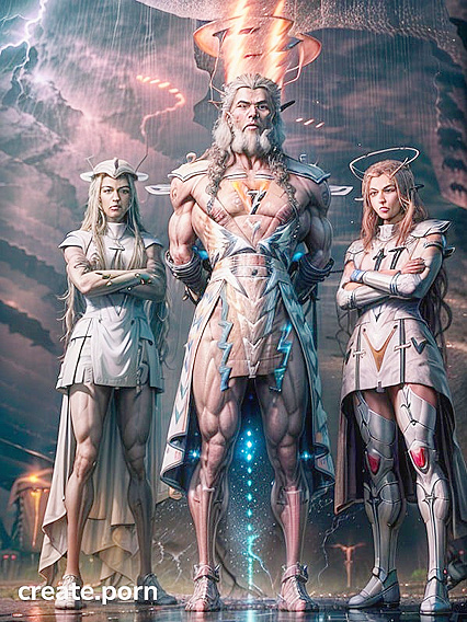 Powerful Man with Electric Hands and Robotic Wings in Intense Hentai Action