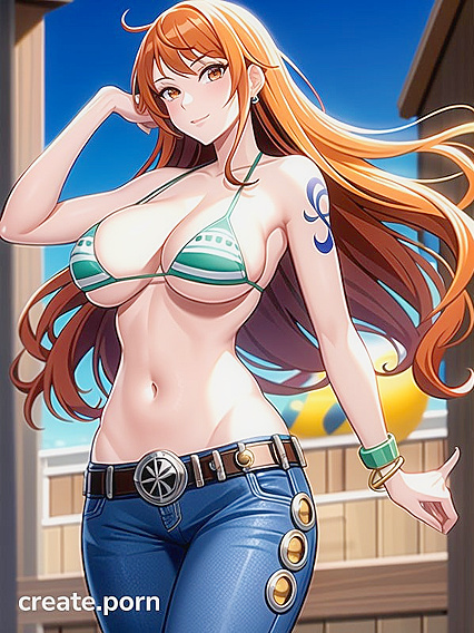 Nami's Large Breasts and Normal Feet in Seductive Hentai Action