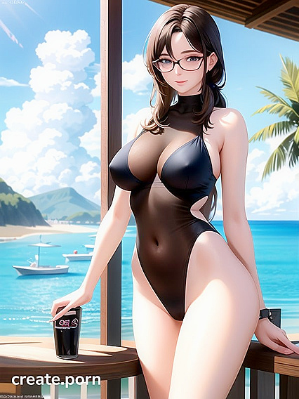 Short-Haired Girl 18+ in See-Through Swimsuit Shows Off Tiny 18+ Tits and Shaved Pussy at the Beach