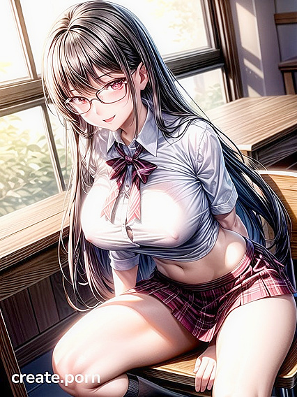 Long-Haired Beauty in Black Tights Teases Her Bare Belly in Seductive Hentai Action