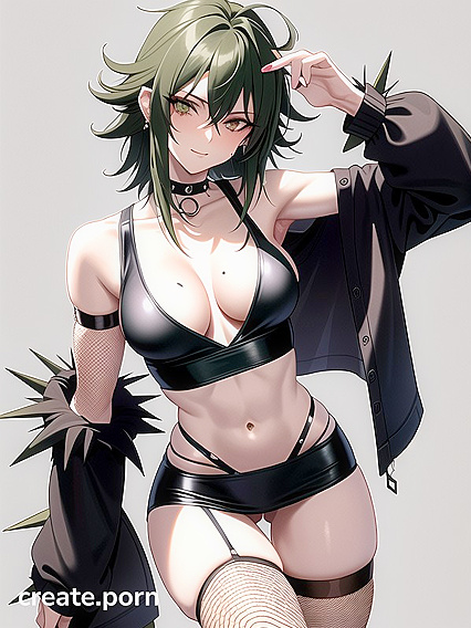 S Anime Style Hentai: Green-Haired Babe with Armpit Fuzz Gets Wild