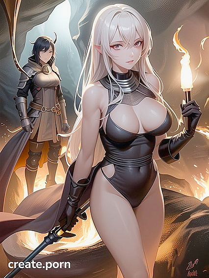 Sweaty Skin Glows Under Torchlight in Ripped Clothes Hentai