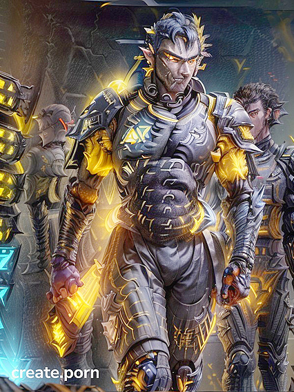 Ares in Futuristic Armor Walks Through Bullet-Strewn Battlefield Hentai Action