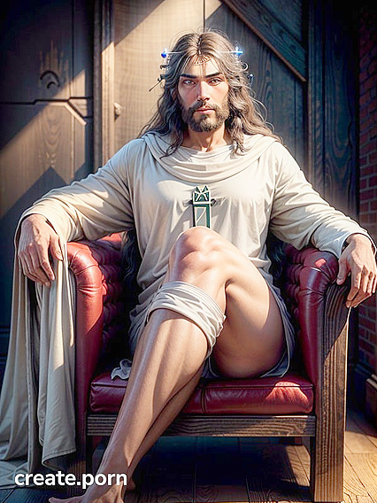 Hairy Man in Vintage White and Red Robes Takes Over Your Dreams in Hentai Glory
