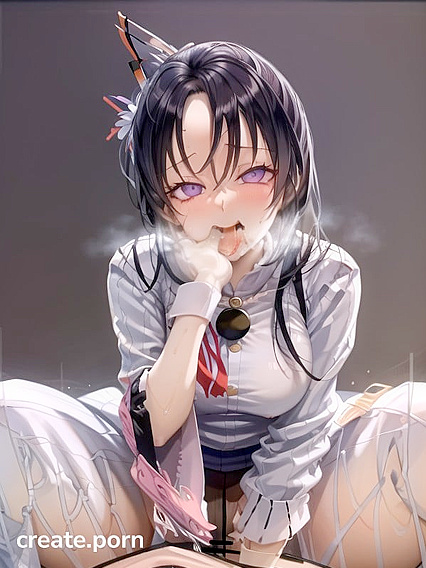 Akeno's Office Seduction: Purple-Shirted hentai Pleasures Revealed