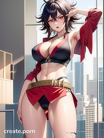 Fingerless Gloves and Hairy Armpits Heat Up Spiky-Haired Hentai Action