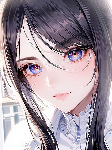 Vivid Colors Blend in Her Eyes, Glistening Pupils Mirror Distant Windows in HentaiErotica