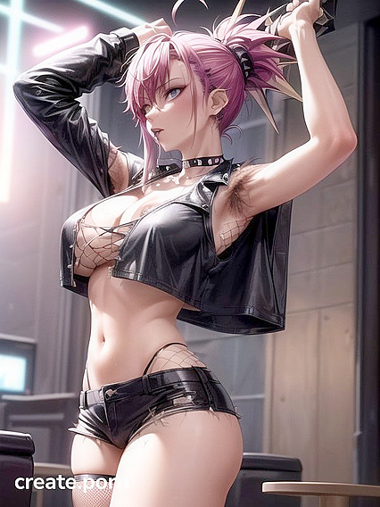Skater Girl 18+ in Punk Rock Art Style WearsFishnets forSTEAMY Hentai Action