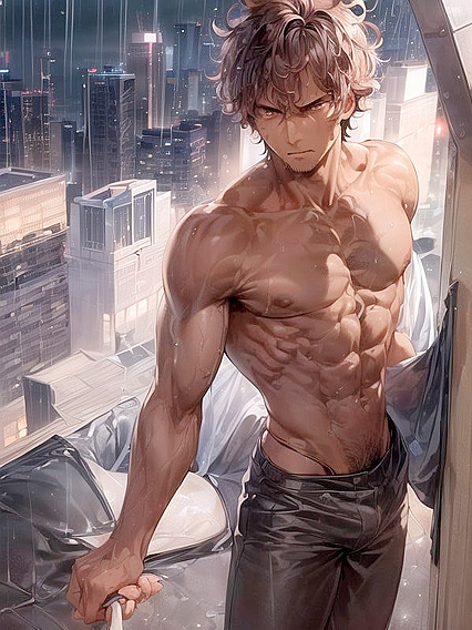 Muscular Dark-Skinned Hero Takes On Intense Hentai Action