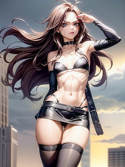 Skinny Gothic Beauty in Seductive Hentai Action
